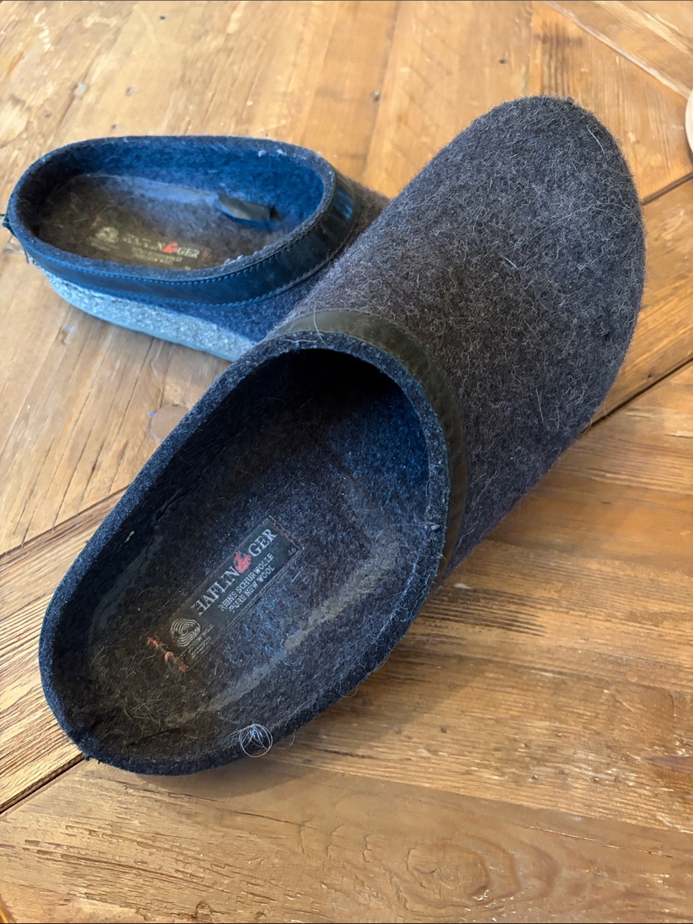 Haflinger Men's Charcoal Wool Slip-On Clogs